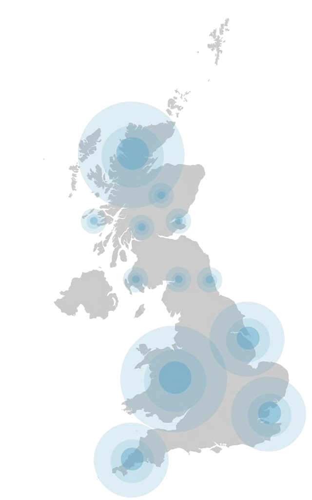 Map of the United Kingdom showing Today Movers coverage areas